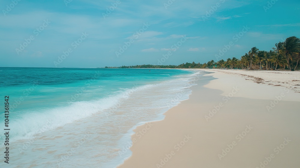 Serene Tropical Beach with Clear Waters and Soft Sand Serene Tropical Beach with Clear Waters and Soft Sand