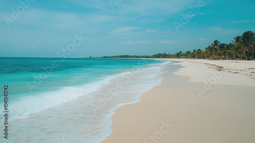 Serene Tropical Beach with Clear Waters and Soft Sand