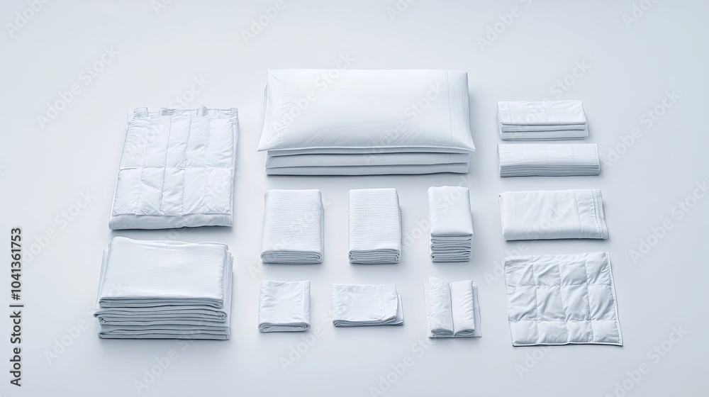 Neatly Arranged White Bedding and Linens Collection Neatly Arranged White Bedding and Linens Collection
