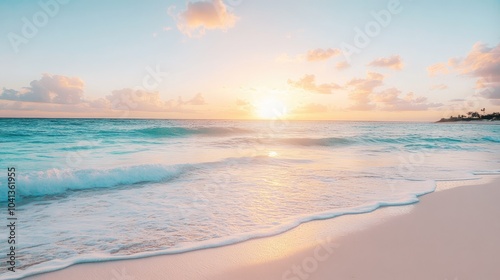 Serene Sunset Over Tranquil Ocean Waves