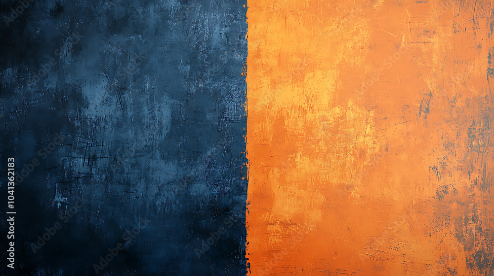 A textured abstract grunge background with bold colors of orange and navy blue. The rough surface adds a dramatic and artistic feel A textured abstract grunge background with bold colors of orange and navy blue. The rough surface adds a dramatic and artistic feel