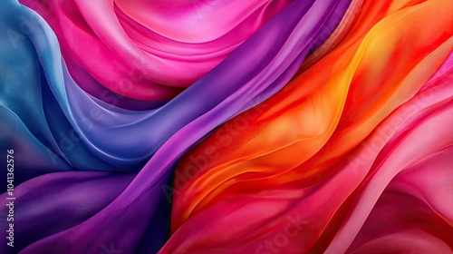 Colorful Silk Fabric Flowing in Vibrant Waves