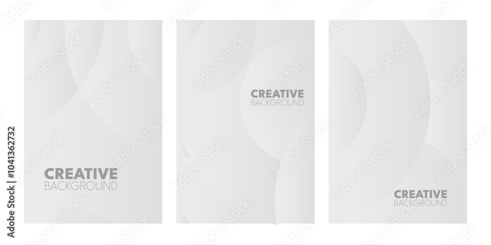 Three light gray, abstract backgrounds with text. Circle arch design. Three light gray, abstract backgrounds with text. Circle arch design.