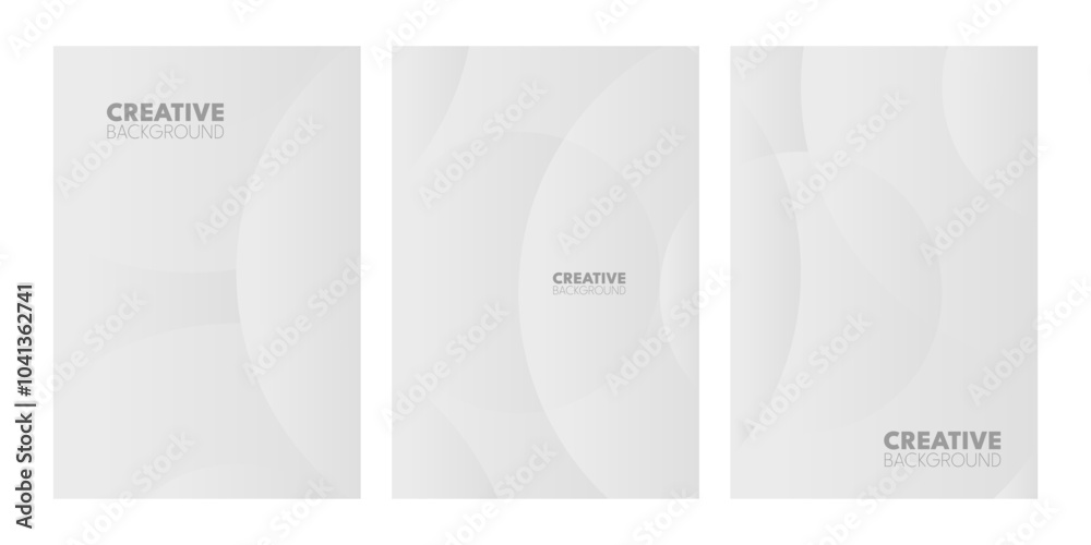 Fototapeta premium Three light gray, abstract backgrounds with text. Circle arch design.