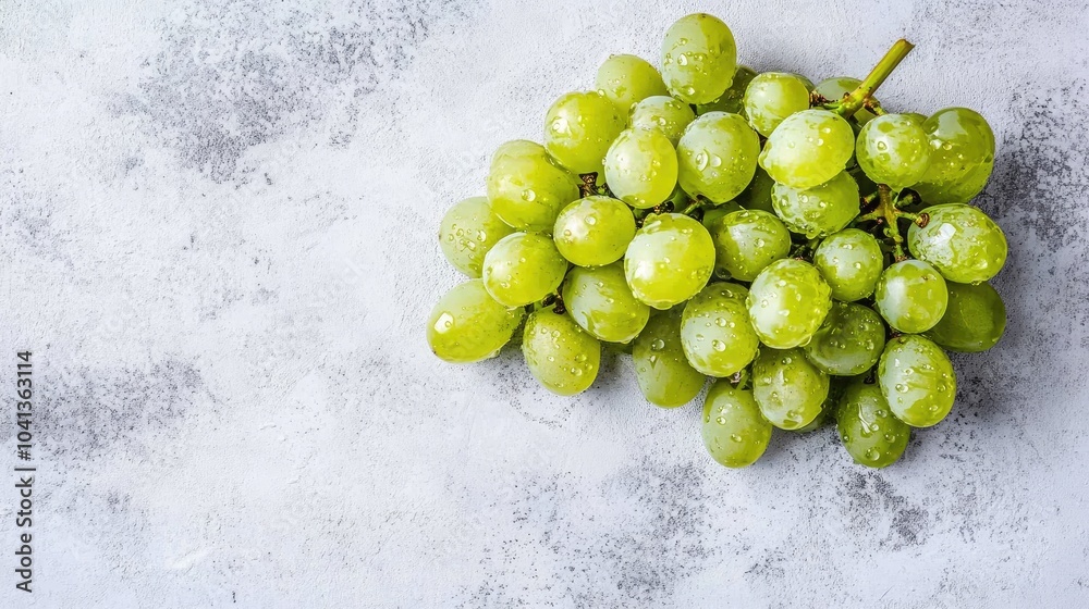 Fresh Green Grapes with Water Droplets on Surface Fresh Green Grapes with Water Droplets on Surface