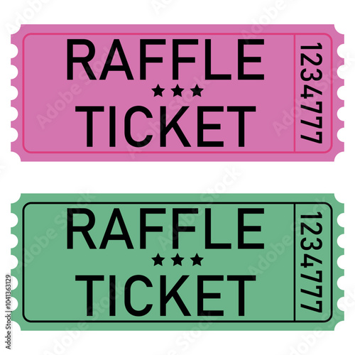Raffle tickets pink and green.