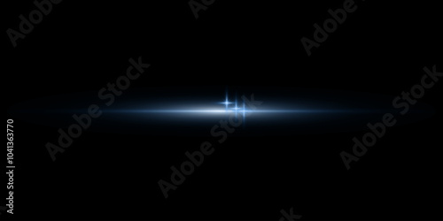 Blue glare star rays light effect, vector glowing light flashes, twinkle, vector illustration.
