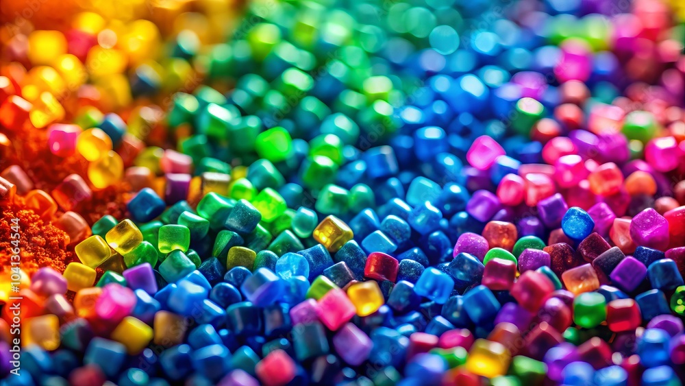 Macro Shot of Colorful Plastic Granules Highlighting Their Importance in the Chemical Industry and Petroleum-Based Products Under Studio Lighting Macro Shot of Colorful Plastic Granules Highlighting Their Importance in the Chemical Industry and Petroleum-Based Products Under Studio Lighting