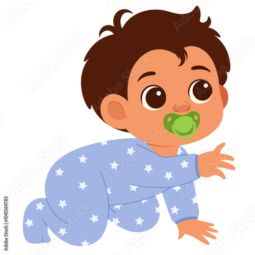 Cute Baby Boy Sucks Illustration