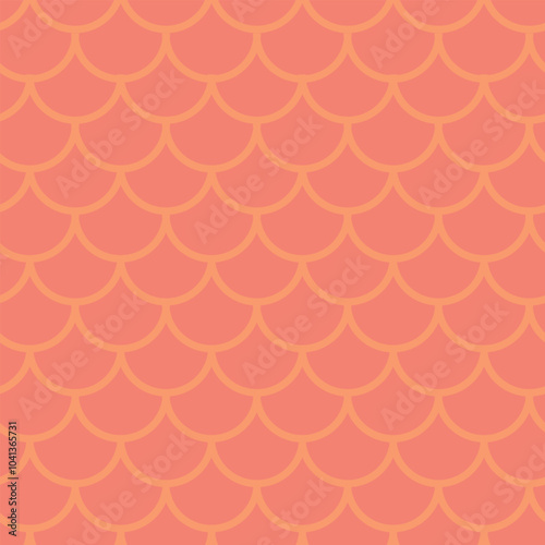 Outline animalistic seamless pattern with scales or waves, flat vector stock illustration as trend seamless or endless background