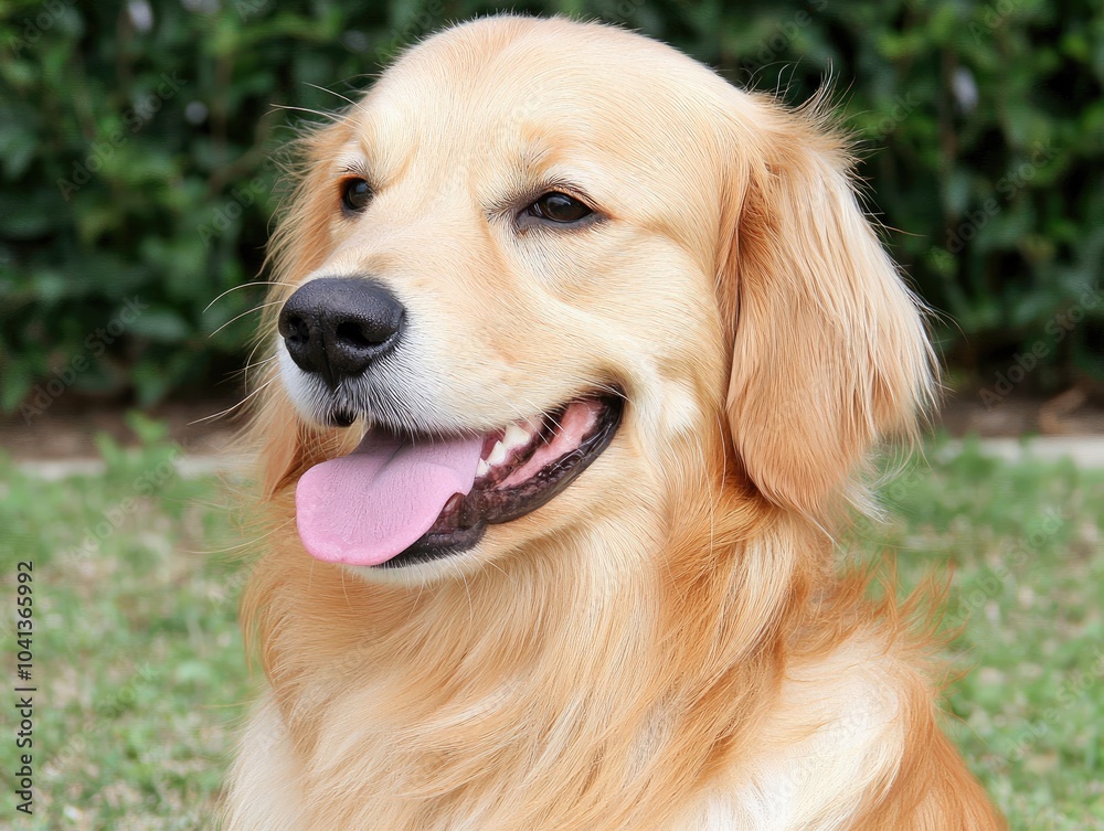 Cute Golden Retriever Puppy Sitting Outdoors Cute Golden Retriever Puppy Sitting Outdoors