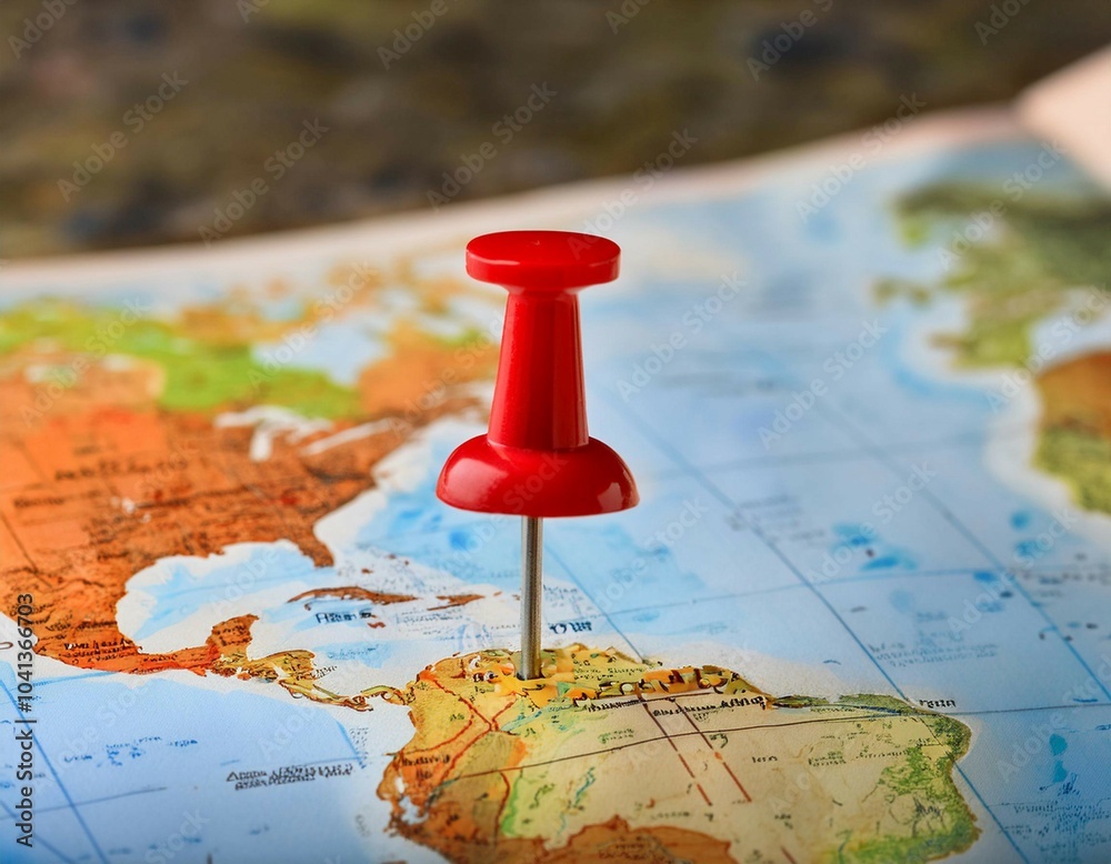 Naklejka premium Marker pointing to a specific location on a map, representing geographic positioning and site identification.
