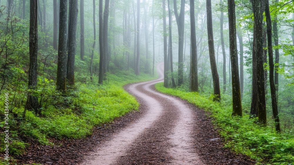 Fototapeta premium Serene Forest Pathway Through Misty Trees