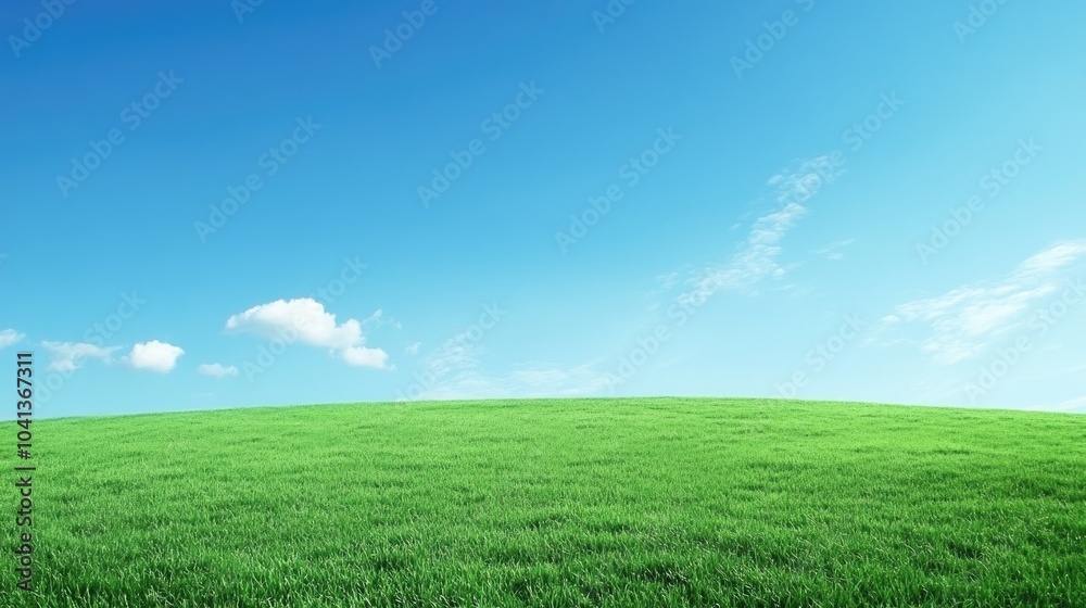 Lush Green Field Under Clear Blue Sky