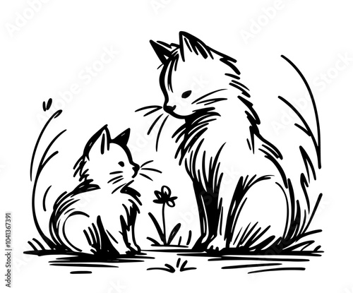 detailed yet minimalist cat illustrations, blending simplicity with the unique characteristics of each feline black vector