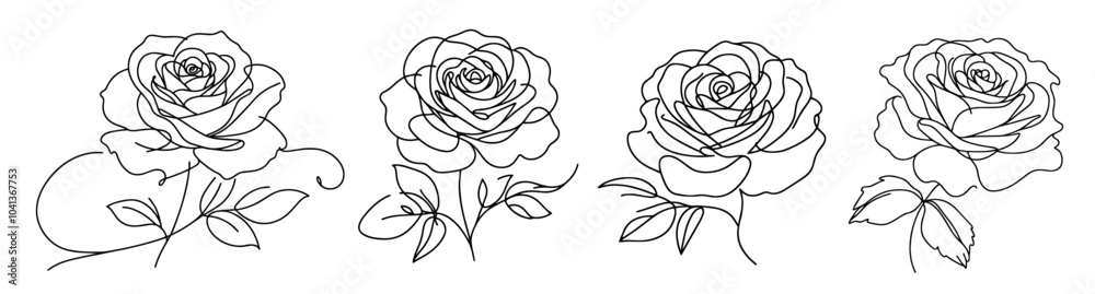 artistic monoline drawing of a rose showcasing natural beauty black vector artistic monoline drawing of a rose showcasing natural beauty black vector