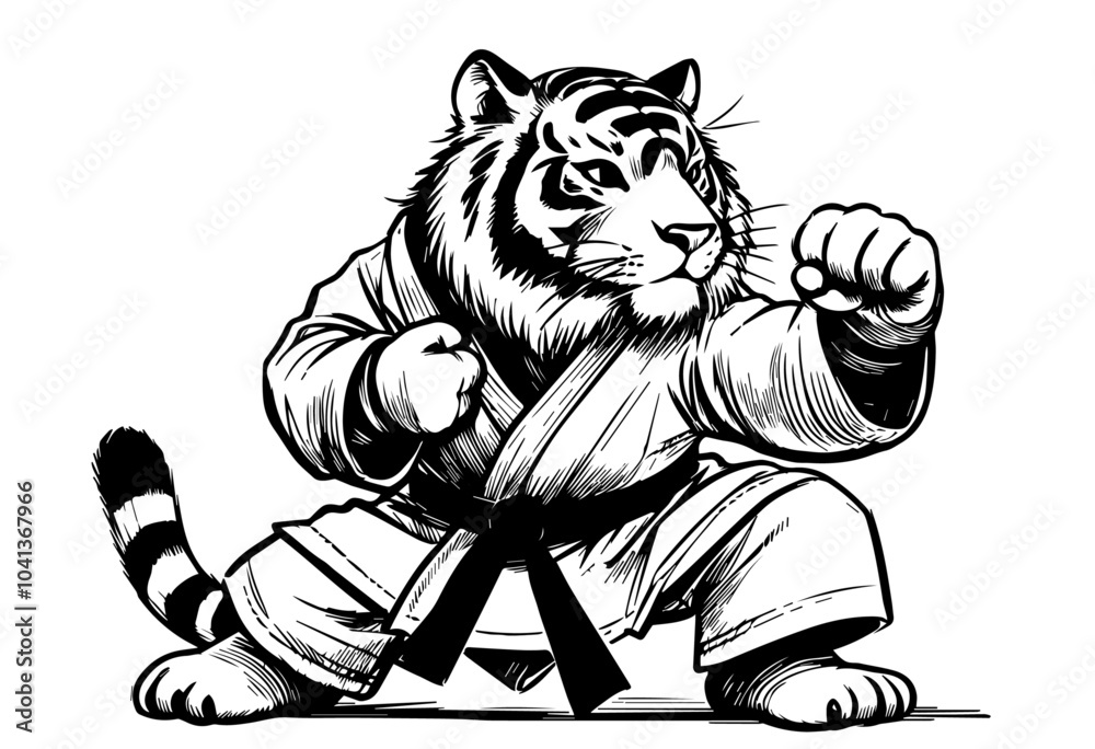 cartoon animals practicing karate in kimono coloring book black vector cartoon animals practicing karate in kimono coloring book black vector