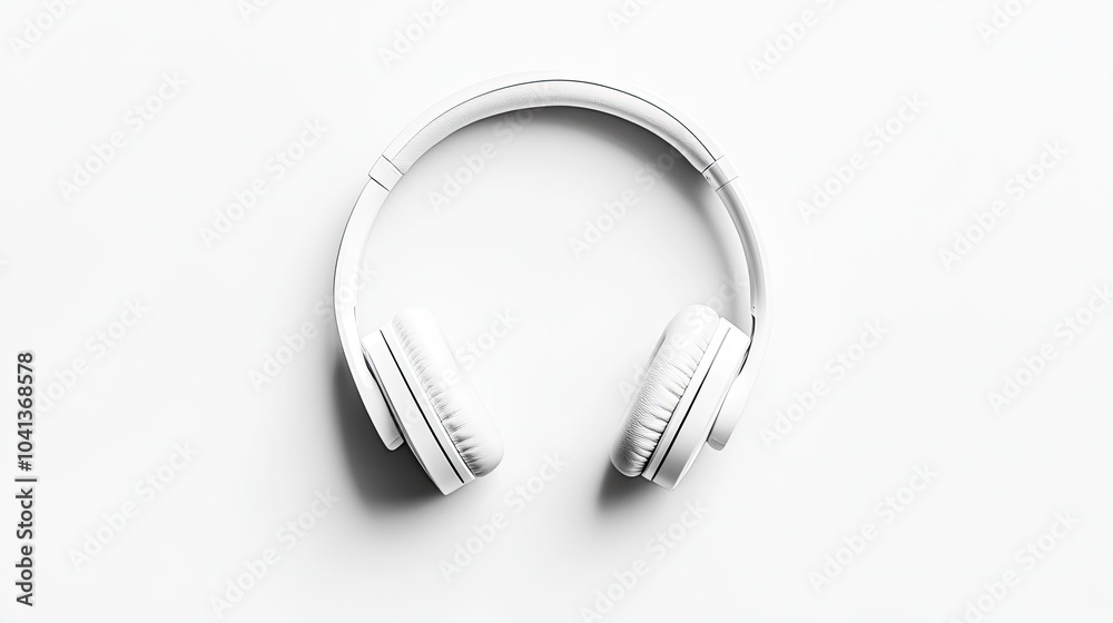 Minimalist White Headphones on Light Background Minimalist White Headphones on Light Background