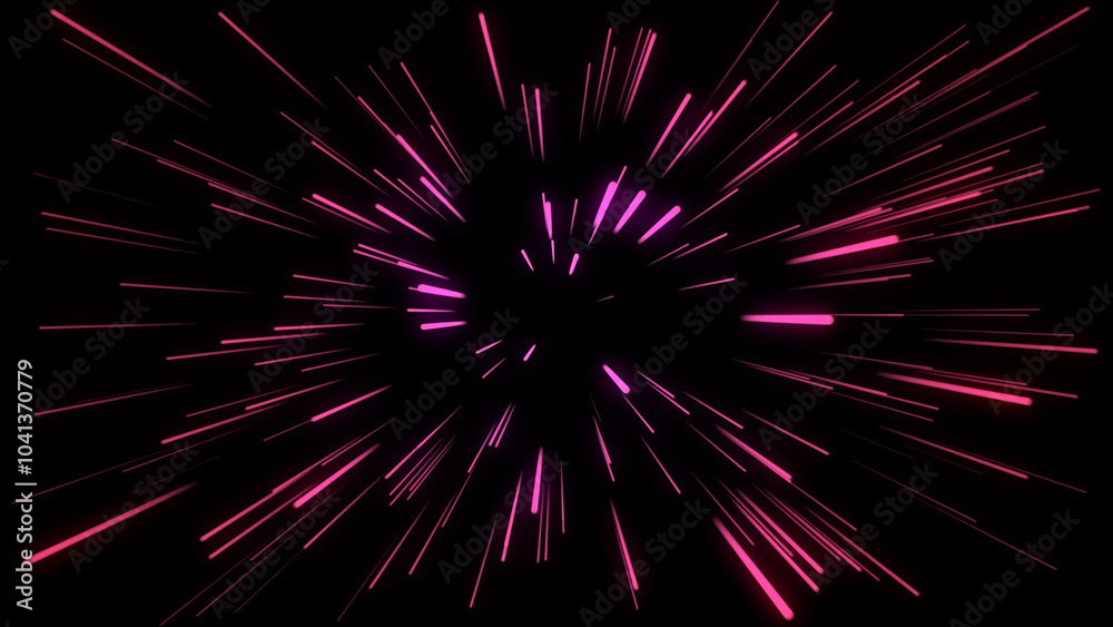 Fototapeta premium Abstract background depicting traveling at the speed of light. Panoramic high speed technology concept, light abstract background.