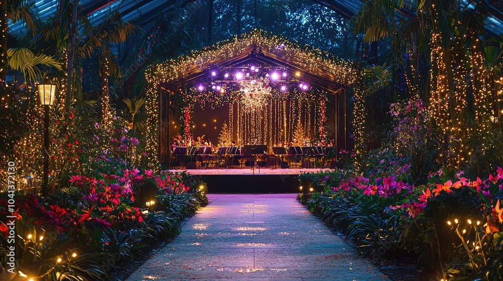 Fototapeta premium Enchanting Stage in Lush Botanical Garden