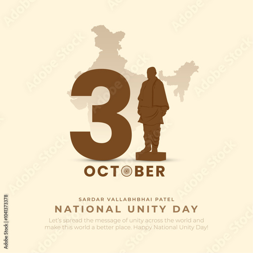 National Unity Day Post and Greeting Card. Statue of Unity of Sardar Vallabhbhai Patel Jayanti Vector Illustration