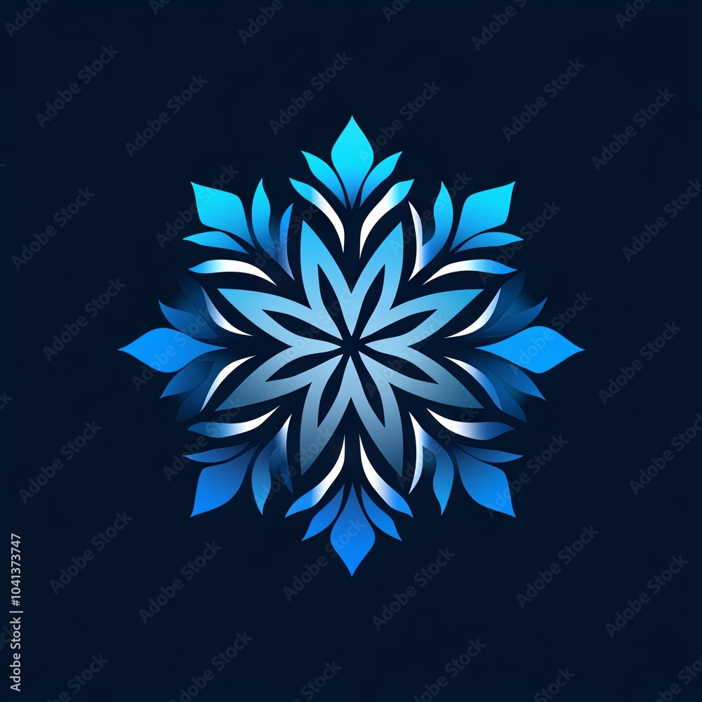 Obraz premium Snowflake logo on black isolated background 