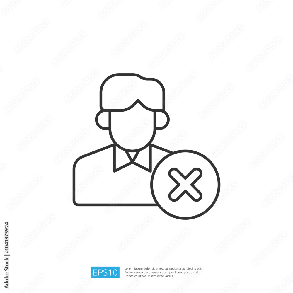 This image features a simple line drawing of a person with a prohibition symbol, indicating disapproval or rejection. This image features a simple line drawing of a person with a prohibition symbol, indicating disapproval or rejection.