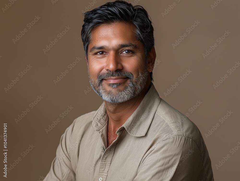 Obraz premium Mature Man with Salt and Pepper Beard. Generative AI.