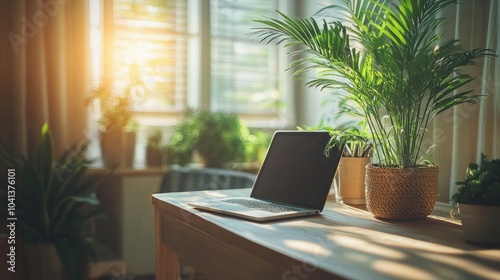 Stylish office space with plants and modern decor