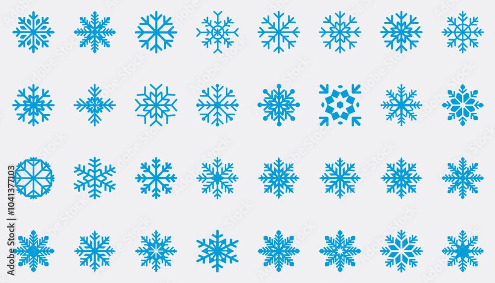Set of Blue Snowflakes Isolated on White Background. Set of Blue Snowflakes Isolated on White Background.