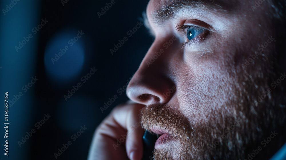 Fototapeta premium Businessman Negotiating on Phone in Tense Competition
