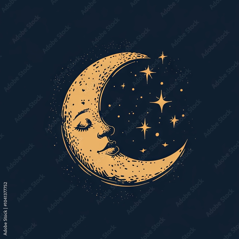 Naklejka premium Logo with moon in the sky