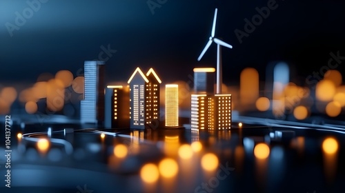 Industry KV, including digitalization, wind power, electrical appliances, urban architecture, future sustainability, people zoomed in visual center, photo