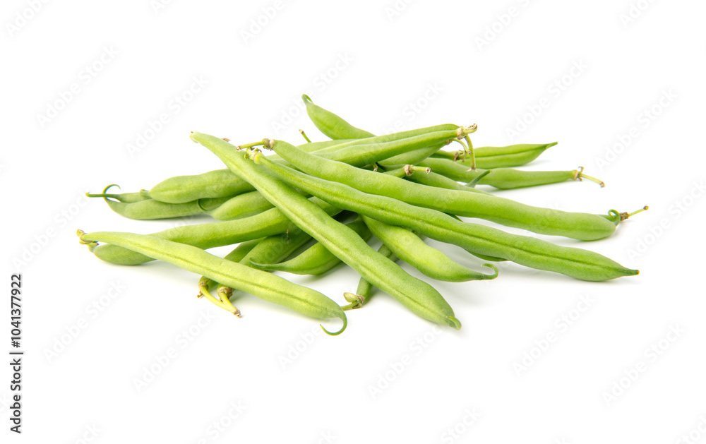 Green beans pile isolated on white background Green beans pile isolated on white background