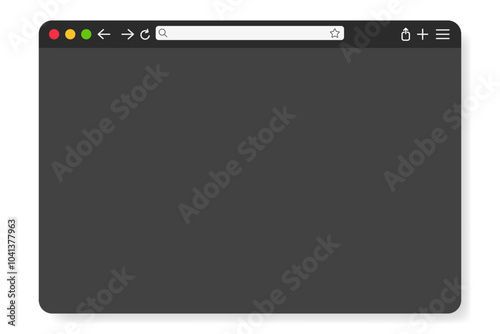 Browser window. Blank, minimalistic, interface, user-friendly, empty, technology, online, navigation, desktop, tab, display, dark mode, light mode, contrast, web design, internet, template, browsing