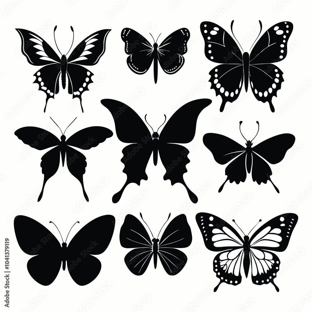 Fototapeta premium Collection of butterfly silhlouette