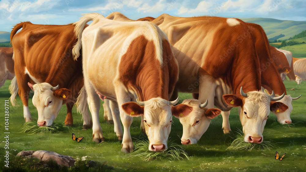American cows in the field American cows in the field