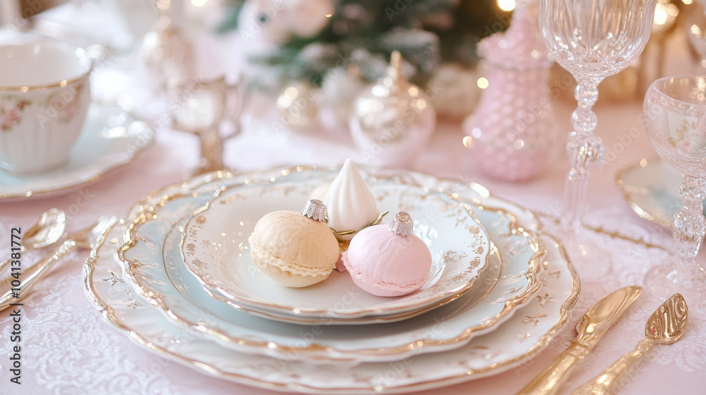 Fototapeta premium Generative ai illustration of a Christmas or New year table