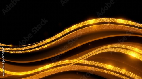 Gold glow of wavy lines abstract waves background glitters png