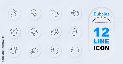 Bubbles set icon. Large bubbles, two small, medium and large. Fluid shapes, abstract.