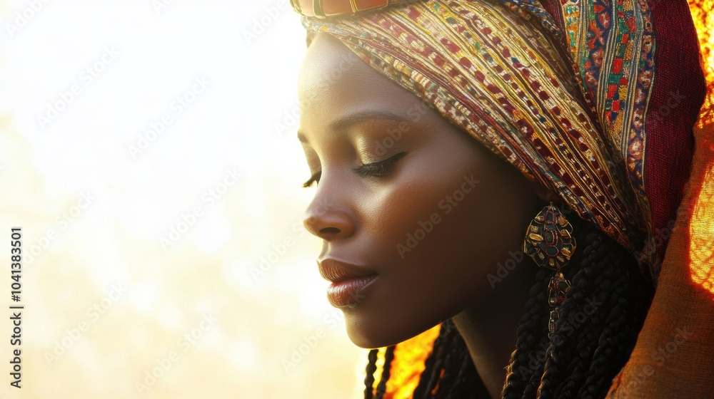 Obraz premium A dark-skinned girl in close-up in national attire