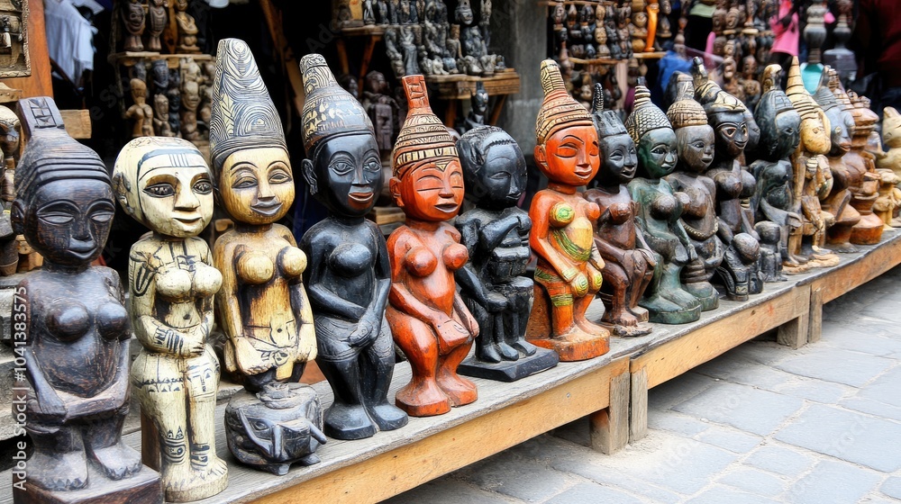 African artisan carving wood into traditional figurines, emphasizing the handmade craftsmanship and cultural significance for Heritage Day. African artisan carving wood into traditional figurines, emphasizing the handmade craftsmanship and cultural significance for Heritage Day.