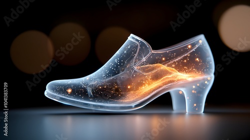 Enchanting Glowing Blue Crystal Glass Slipper with Delicate Sparkling Details Fairy tale Inspired Luxury Accessory photo