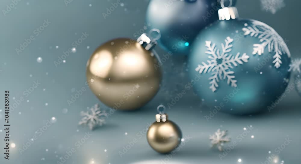 Blue christmas background with snowflakes and christmas balls Copy space backgrounds 4K Blue christmas background with snowflakes and christmas balls Copy space backgrounds 4K