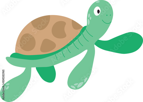 Cute vector illustration of turtle. children's illustration