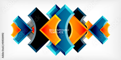 Arrow with round elements. Color geometric shapes background. Vector Illustration For Wallpaper, Banner, Background, Card, Book Illustration, landing page