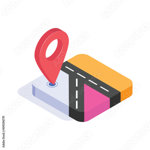 Trendy isometric icon of location map in modern style
