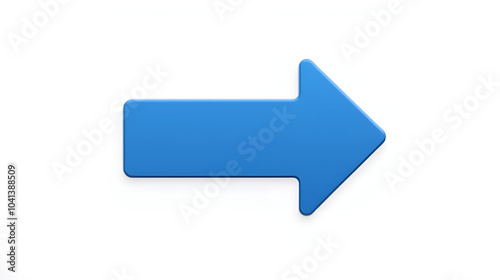 A bright blue arrow pointing to the right, symbolizing direction and movement, displayed on a plain white background, creating a clear and bold visual statement