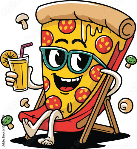 Funny Pizza Illustration Pizza T-shirt Design