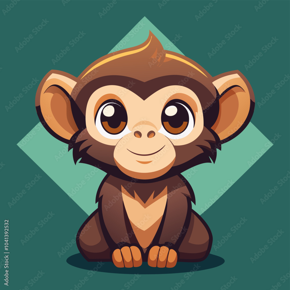 Fototapeta premium Cute Baby Monkey Chimp Chimpanzee Clipart image